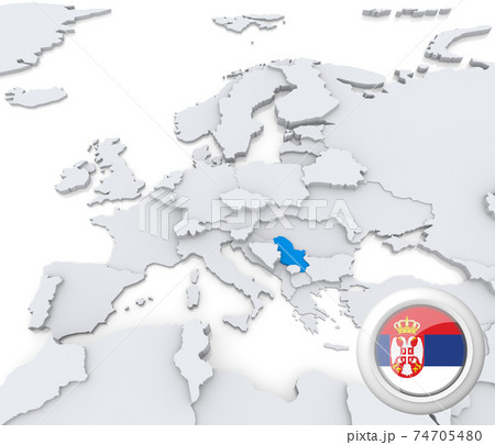 Serbia on map of Europe 74705480