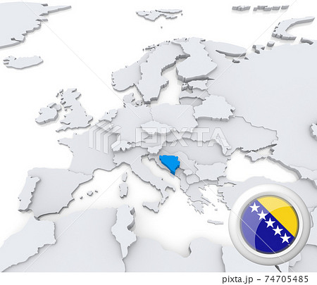 Bosnia and Herzegovina on map of Europe 74705485