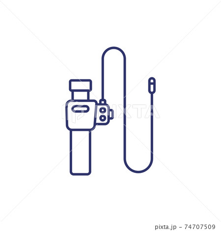 endoscope, colonoscopy tool line icon on white 74707509