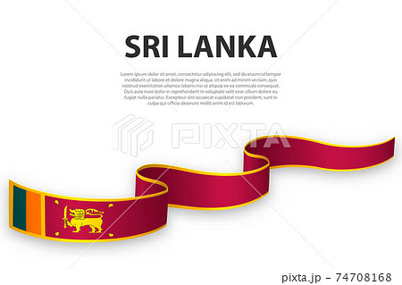 Waving ribbon or banner with flag of Sri Lanka 74708168