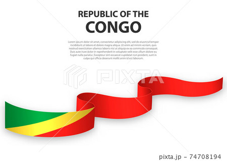 Waving ribbon or banner with flag of Republic Congo Waving ribbon or banner with flag of Republic Congo 74708194