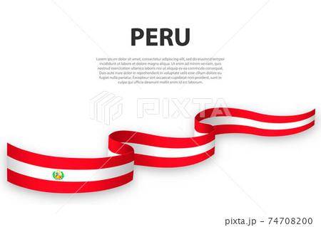 Waving ribbon or banner with flag of Peru 74708200