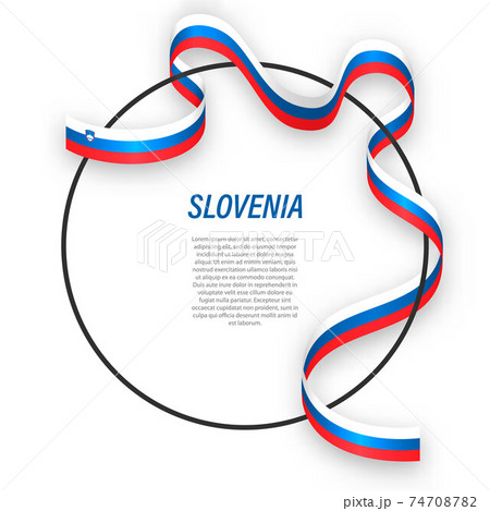Waving ribbon flag of Slovenia on circle frame. Template for ind Waving ribbon flag of Slovenia on circle frame. Template for ind 74708782