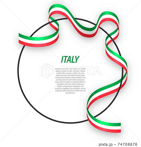 Waving ribbon flag of Italy on circle frame. Template for indepe Waving ribbon flag of Italy on circle frame. Template for indepe 74708876