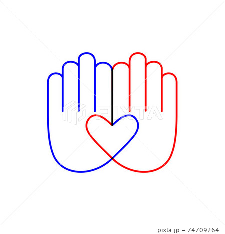 Hand with heart line icon, sign on white background for your design 74709264