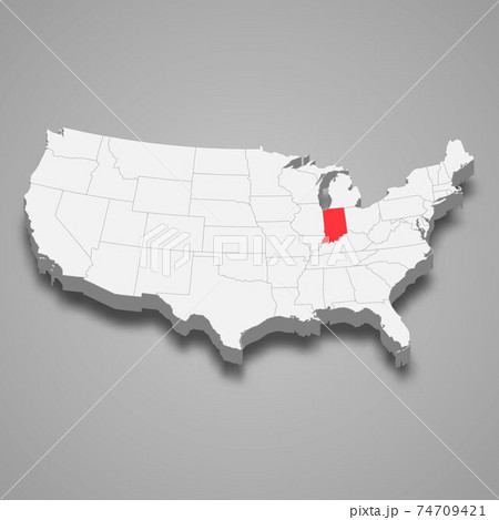 Indiana state location within United States 3d map Indiana state location within United States 3d map 74709421