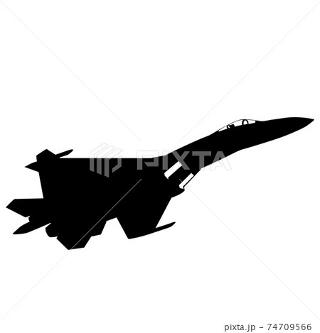 Silhouette military combat airplane on a white background 74709566