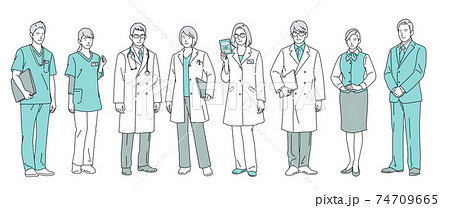 人物イラスト 医療従事者 全身 シンプル 74709665