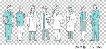人物イラスト 医療従事者 全身 シンプル 74709665