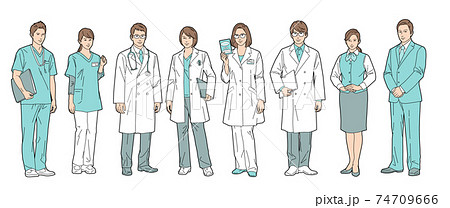 人物イラスト 医療従事者 全身  74709666