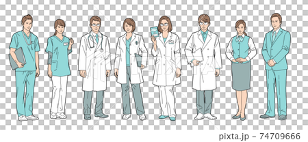 人物イラスト 医療従事者 全身  74709666