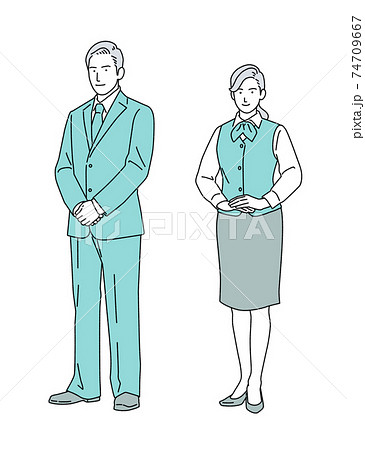 人物イラスト 受付 事務  全身 シンプル 74709667