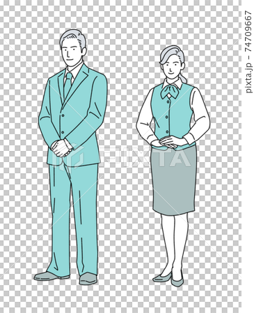 人物イラスト 受付 事務  全身 シンプル 74709667