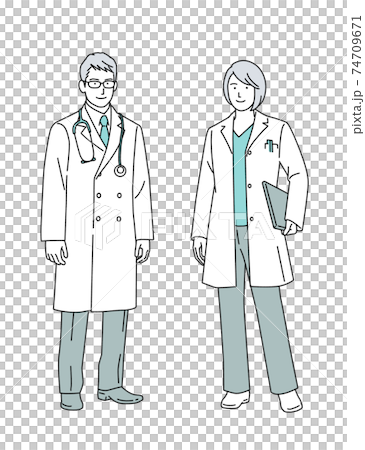 人物イラスト 医師 全身 シンプル 74709671