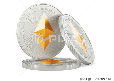 Ethereum coins set, 3D rendering 74709748