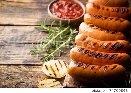 Fried delicious sausages Fried delicious sausages 74709848
