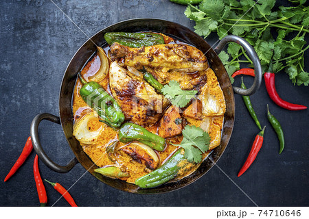 Traditional Thai kaeng massaman coconut chicken curry with jalapeno Traditional Thai kaeng massaman coconut chicken curry with jalapeno 74710646