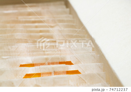 Tea bags in a box close up 74712237