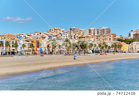 Villajoyosa townscape aerial view. Spain. 74712436