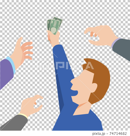 お金を勝ち取る男性 お金を勝ち取る男性 74714682