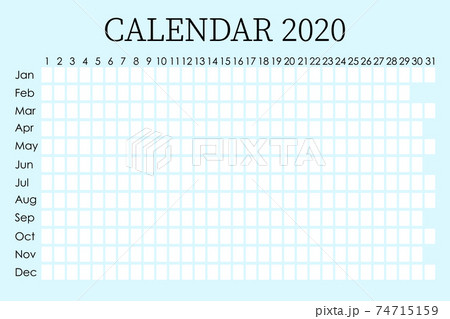 2020 calendar planner. Сorporate design week. Isolated on horizontal background. Place for stickers. 74715159