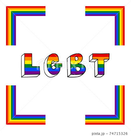 LGBT lettering. Flag LGBT, frame. Template design, vector illustration. Geometric shapes in the colors on the rainbow. Colorful symbols. Gay pride collection. Banner. LGBT lettering. Flag LGBT, frame. Template design, vector illustration. Geometric shapes in the colors on the rainbow. Colorful symbols. Gay pride collection. Banner. 74715326