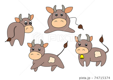 Colorful animal set with bulls for kids. Vector illustration. Template adorable character for your design. Cartoon cute cow collection. New Year and Christmas symbol 2021. Isolated icons. Colorful animal set with bulls for kids. Vector illustration. Template adorable character for your design. Cartoon cute cow collection. New Year and Christmas symbol 2021. Isolated icons. 74715374