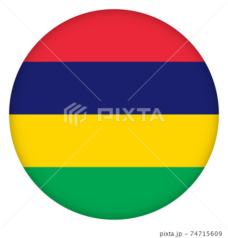 Flag of Mauritius round icon, badge or button. Mauritian national symbol. Template design, vector illustration. 74715609