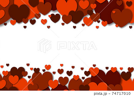 母の日フレーム素材 大小のオレンジ/茶色ハートが上下から湧き上がるイメージ 横 背景白 他色有り 74717010