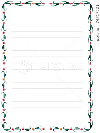 チューリップのカラーの便箋罫線あり 74717521