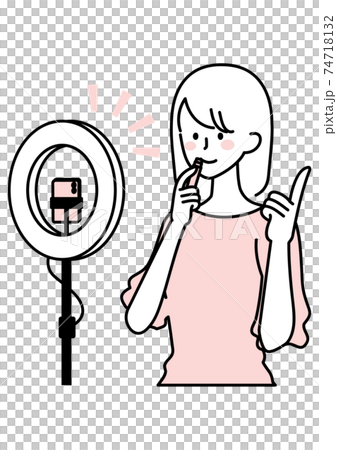 動画配信をする女性イラスト 動画配信をする女性イラスト 74718132