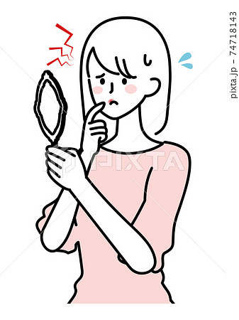 唇が荒れてしまった女性イラスト 74718143