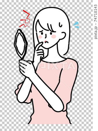 唇が荒れてしまった女性イラスト 74718143