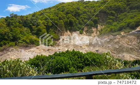 View of the Sulphur Springs Drive-in Volcano near Soufriere Saint Lucia 74718472