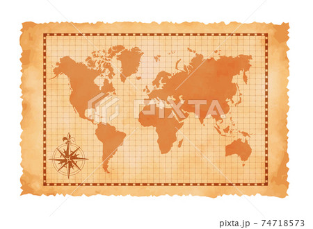 色褪せたボロボロの古地図ベクターイラスト 世界地図のイラスト素材 色褪せたボロボロの古地図ベクターイラスト 世界地図のイラスト素材