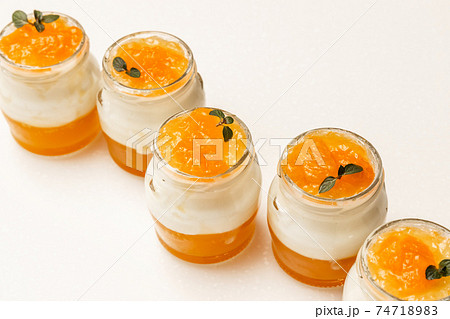 フルーツババロアゼリー Cute orange bavarois jelly photo フルーツババロアゼリー Cute orange bavarois jelly photo 74718983