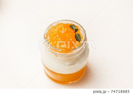 フルーツババロアゼリー　Cute orange bavarois jelly photo  74718985