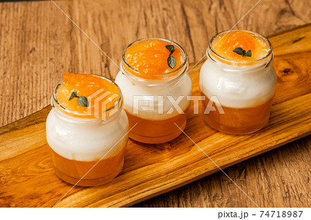フルーツババロアゼリー　Cute orange bavarois jelly photo  74718987