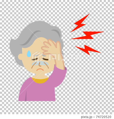 頭が痛いおばあちゃんイラストイメージ 頭が痛いおばあちゃんイラストイメージ 74720520