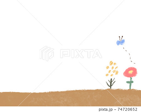 花とちょうちょの背景 74720652