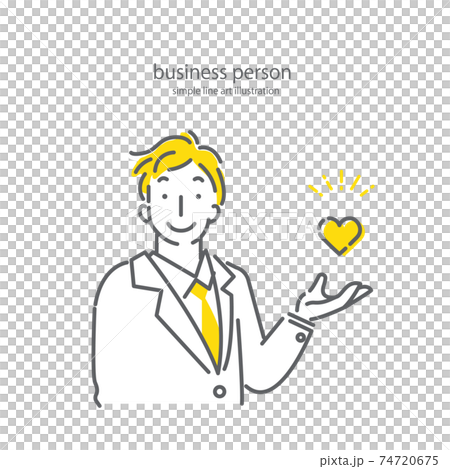 若いビジネスマンのシンプルでおしゃれな線画イラスト素材 74720675
