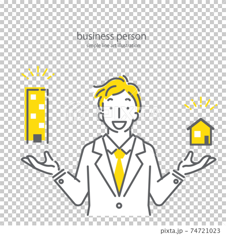 Simple and fashionable line art illustration material for young businessmen 74721023