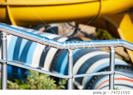 Metal fencing in the water park 74721550