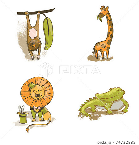 AFRICAN FUNNY ANIMALS Cute Cartoon Circus Zoo... - Stock Illustration  [74722835] - PIXTA