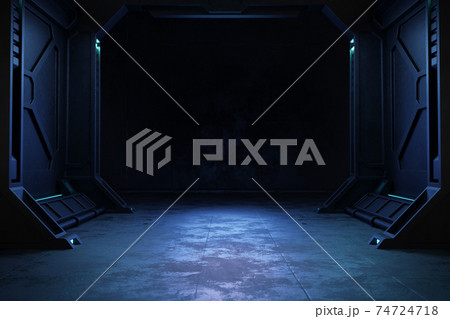 Empty dark room, Modern Futuristic Sci-Fi background 74724718