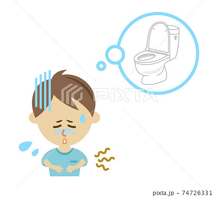 お腹が痛くてトイレに行きたい男の子のイラストイメージ お腹が痛くてトイレに行きたい男の子のイラストイメージ 74726331
