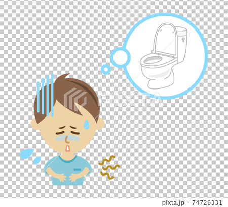 お腹が痛くてトイレに行きたい男の子のイラストイメージ お腹が痛くてトイレに行きたい男の子のイラストイメージ 74726331