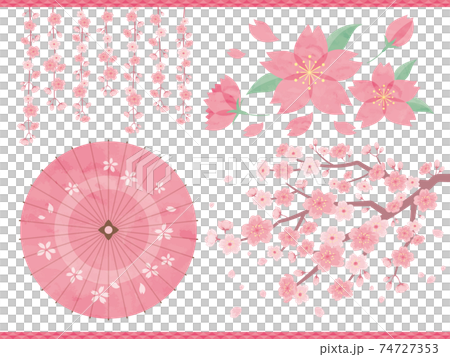 原画】和風イラスト 桜と和傘 額縁付き モダン和風アート 絵画