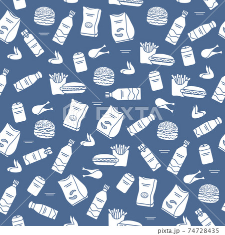 Seamless Pattern Fast Food Snack Picnic Unhealthy Seamless Pattern Fast Food Snack Picnic Unhealthy 74728435