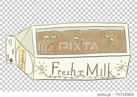 牛乳パックを再利用して家庭菜園のイラスト素材